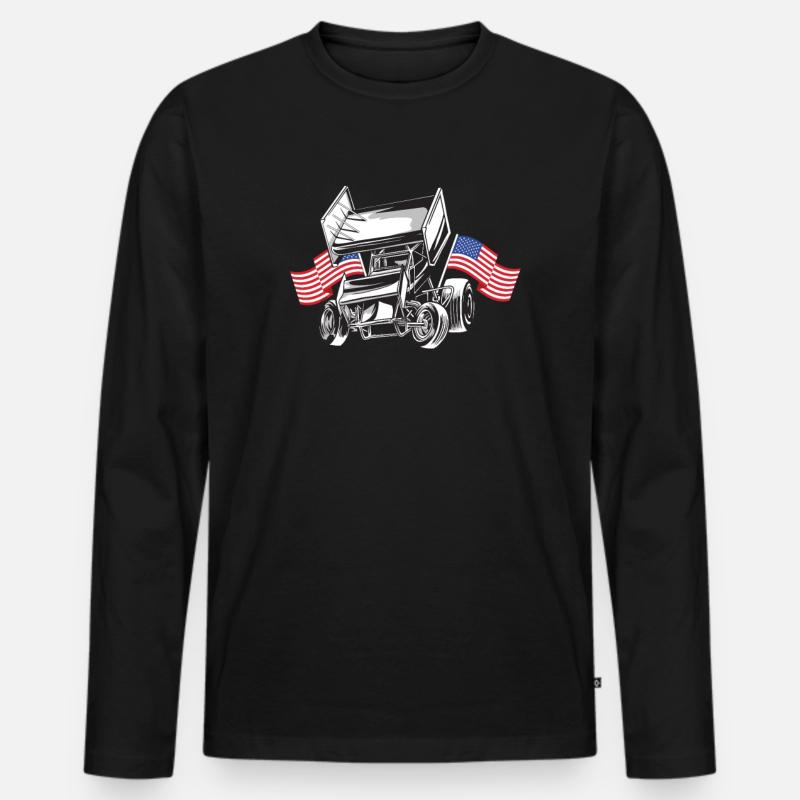 Sprint Car Racing Spruch - Männer Premium Bio Langarmshirt - Schwarz