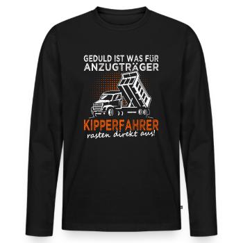 Kipperfahrer rasten direkt aus Kipper Muldenkipper - Männer Premium Bio Langarmshirt - Schwarz - Vorne - Nico (187cm)
