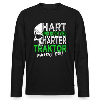 Bauern - Landwirt - Traktoren fährt er - Männer Premium Bio Langarmshirt - Schwarz - Vorne - Nico (187cm)