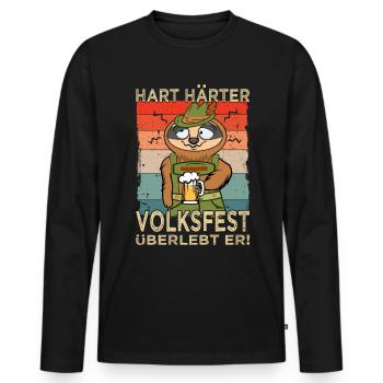 Volksfest - Sloth in traditional costume - Beer saying - Men's Premium Organic Long Sleeve Shirt - black - Front - Nico (187cm)