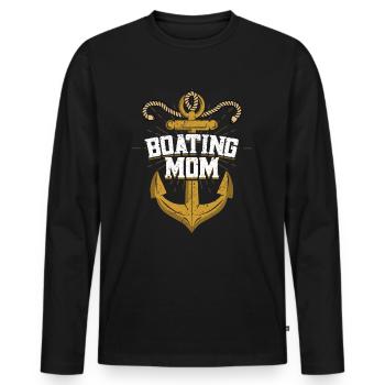 Boat Captain Boater Boat Captain Boat Shirt - Men's Premium Organic Long Sleeve Shirt - black - Front - Nico (187cm)