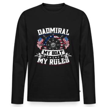 Boat Captain Boater Boat Captain Boat Shirt - Men's Premium Organic Long Sleeve Shirt - black - Front - Nico (187cm)