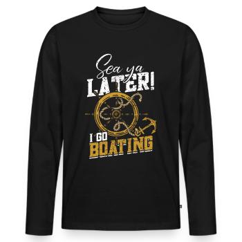 Boat Captain Boater Boat Captain Boat Shirt - Men's Premium Organic Long Sleeve Shirt - black - Front - Nico (187cm)