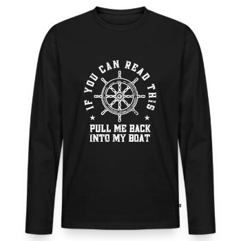Boat Captain Boater Boat Captain Boat Shirt - Men's Premium Organic Long Sleeve Shirt - black - Front - Nico (187cm)