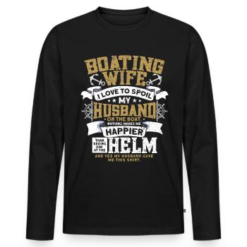 Boat Captain Boater Boat Captain Boat Shirt - Men's Premium Organic Long Sleeve Shirt - black - Front - Nico (187cm)