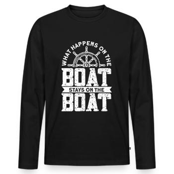 Boat Captain Boater Boat Captain Boat Shirt - Men's Premium Organic Long Sleeve Shirt - black - Front - Nico (187cm)