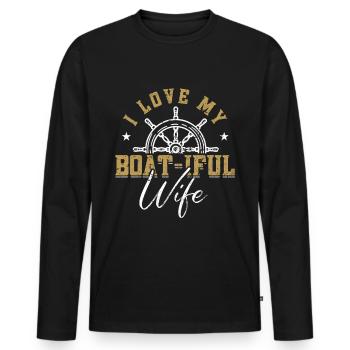 Boat Captain Boater Boat Captain Boat Shirt - Men's Premium Organic Long Sleeve Shirt - black - Front - Nico (187cm)