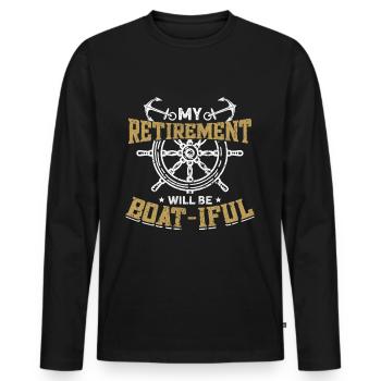 Boat Captain Boater Boat Captain Boat Shirt - Men's Premium Organic Long Sleeve Shirt - black - Front - Nico (187cm)