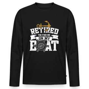 Boat Captain Boater Boat Captain Boat Shirt - Men's Premium Organic Long Sleeve Shirt - black - Front - Nico (187cm)