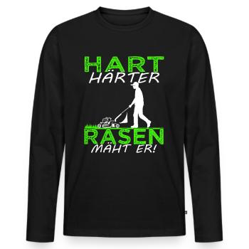 Rasen mähen - Rasenpflege - Gärtner - Platzwart - Männer Premium Bio Langarmshirt - Schwarz - Vorne - Nico (187cm)