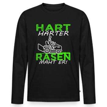 Rasen mähen - Rasenpflege - Gärtner - Platzwart - Männer Premium Bio Langarmshirt - Schwarz - Vorne - Nico (187cm)