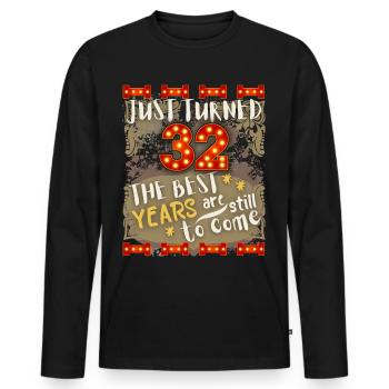 32ème anniversaire 32 ans design vintage, dicton - T-shirt manches longues Premium bio Homme - noir - Devant - Nico (187cm)