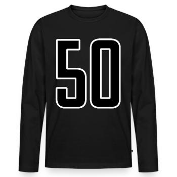 50 ans 50s idée cadeau anniversaire - T-shirt manches longues Premium bio Homme - noir - Devant - Nico (187cm)