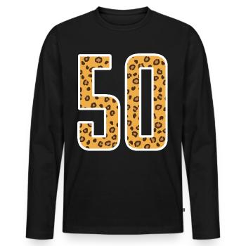 50 ans 50s idée cadeau - T-shirt manches longues Premium bio Homme - noir - Devant - Nico (187cm)
