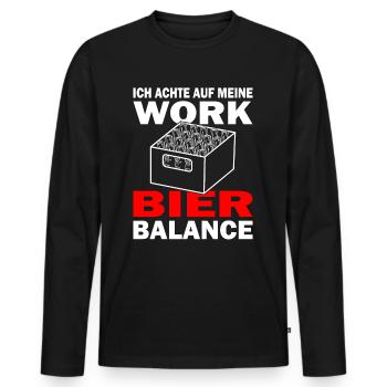 Achte auf meine Work Bier Balance - Bier Liebhaber - Männer Premium Bio Langarmshirt - Schwarz - Vorne - Nico (187cm)