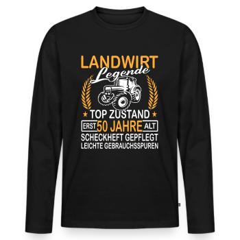 Landwirt Legende Top Zustand erst 50 Jahre alt - Männer Premium Bio Langarmshirt - Schwarz - Vorne - Nico (187cm)
