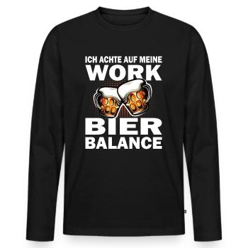 Achte auf meine Work Bier Balance - Bier Liebhaber - Männer Premium Bio Langarmshirt - Schwarz - Vorne - Nico (187cm)