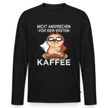 Nicht ansprechen Faultier - Kaffeetrinker - Büro - Männer Premium Bio Langarmshirt - Schwarz - Vorne - Nico (187cm)