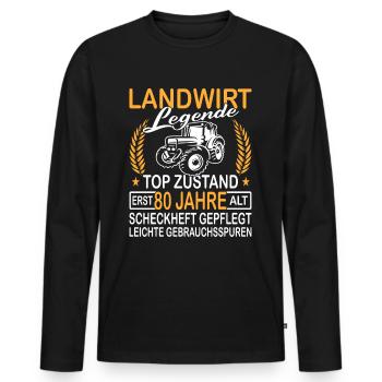 Landwirt Legende Top Zustand erst 80 Jahre alt - Männer Premium Bio Langarmshirt - Schwarz - Vorne - Nico (187cm)