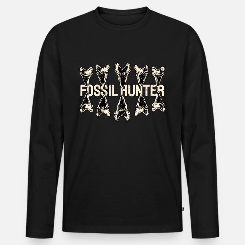 Fossil Hunter Paleontology Paleontologist - Men's Premium Organic Long Sleeve Shirt - black
