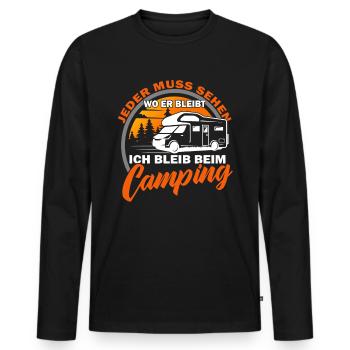 Camping - Wohnmobil - Wohnwagen - Campen - Männer Premium Bio Langarmshirt - Schwarz - Vorne - Nico (187cm)