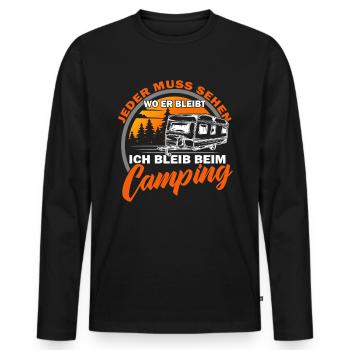 Camping - Wohnmobil - Wohnwagen - Campen - Männer Premium Bio Langarmshirt - Schwarz - Vorne - Nico (187cm)