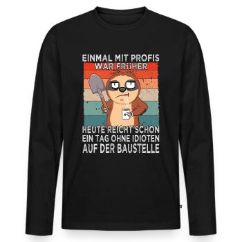 Une fois avec des professionnels utilisés pour être - chantier de construction - construction de maison - T-shirt manches longues Premium bio Homme - noir - Devant - Nico (187cm)