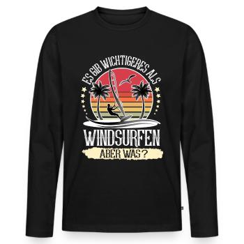 Windsurfen Windsurfer Windsurf - Männer Premium Bio Langarmshirt - Schwarz - Vorne - Nico (187cm)