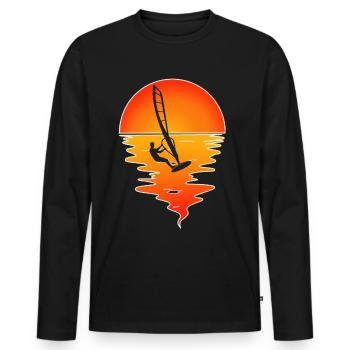 Planche à voile Windsurf Windsurf - T-shirt manches longues Premium bio Homme - noir - Devant - Nico (187cm)