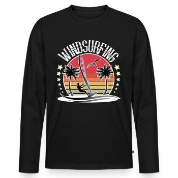 Planche à voile Windsurf Windsurf - T-shirt manches longues Premium bio Homme - noir - Devant - Nico (187cm)