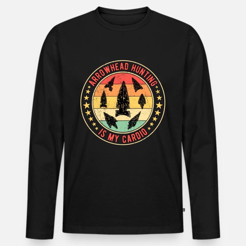 Arrowhead Hunter Pfeilspitzen Speerspitze - Männer Premium Bio Langarmshirt - Schwarz