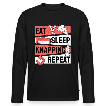Mangez du sommeil Knapping Répéter les pointes de flèche - T-shirt manches longues Premium bio Homme - noir - Devant - Nico (187cm)