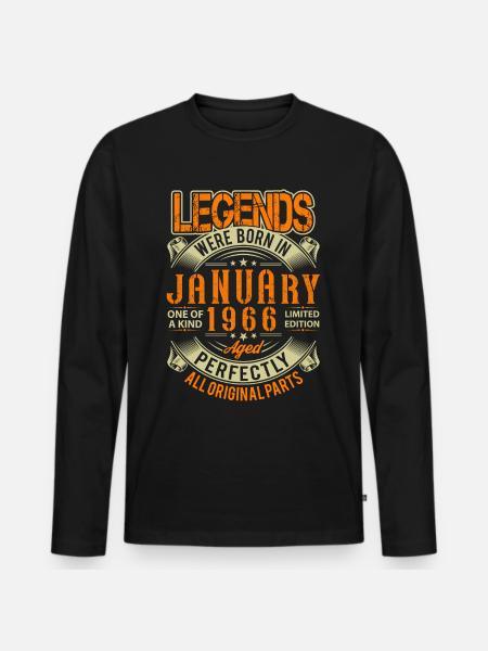 1966 Januar Fødselsdag Legend - Premium økologisk langærmet T-shirt til mænd - sort