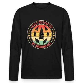 Arrowhead Hunter Easily Distracted By Arrowheads - Männer Premium Bio Langarmshirt - Schwarz - Vorne - Nico (187cm)