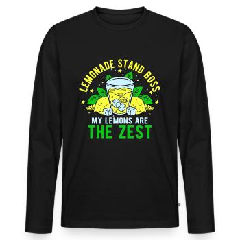 Vendeur de limonade stand de limonade - T-shirt manches longues Premium bio Homme - noir - Devant - Nico (187cm)