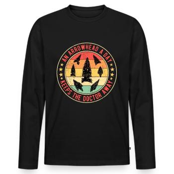 Arrowhead Fer de lance Arrowhead - T-shirt manches longues Premium bio Homme - noir - Devant - Nico (187cm)