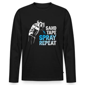 Peintre Spray Répéter - T-shirt manches longues Premium bio Homme - noir - Devant - Nico (187cm)