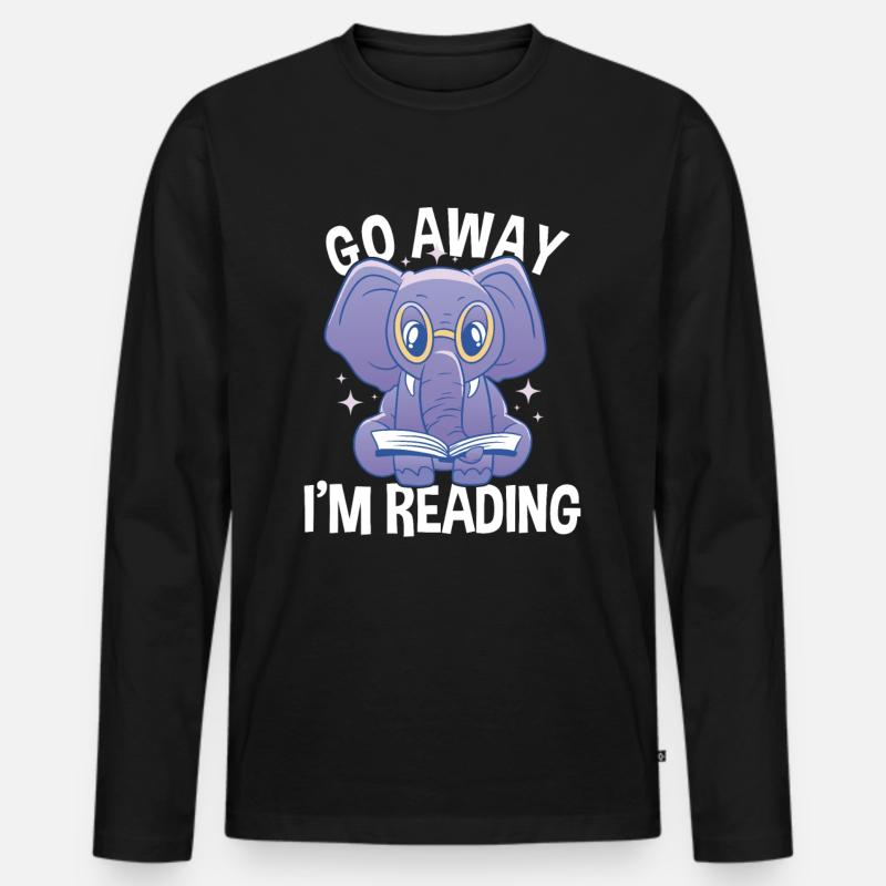Bücherwurm I'm Reading - Männer Premium Bio Langarmshirt - Schwarz