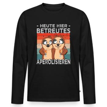 Betreutes Aperolisieren - Faultiere - Cocktail - Männer Premium Bio Langarmshirt - Schwarz - Vorne - Nico (187cm)