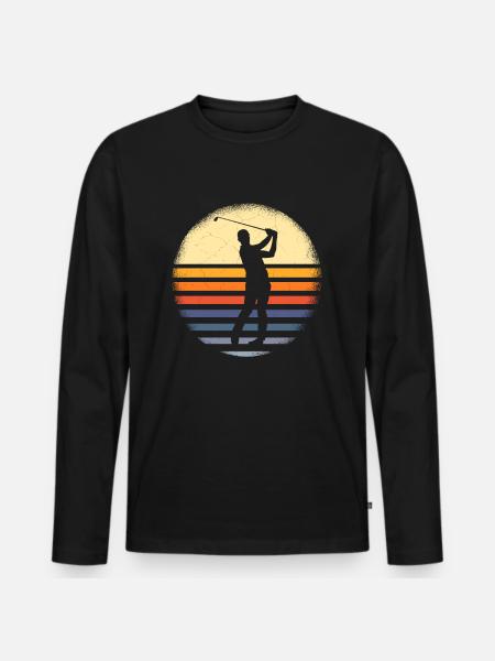 Golf Spieler Spruch Geschenkidee - Männer Premium Bio Langarmshirt - Schwarz