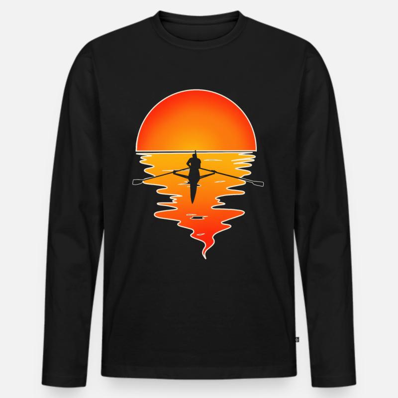 Ruderer Ruderboot Rudern - Männer Premium Bio Langarmshirt - Schwarz