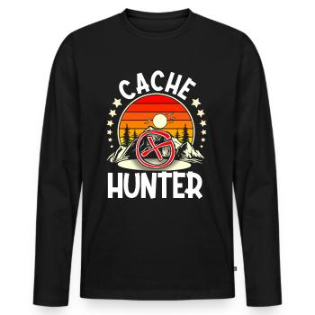 Geocaching Geocacher Geocache - Men's Premium Organic Long Sleeve Shirt - black - Front - Nico (187cm)