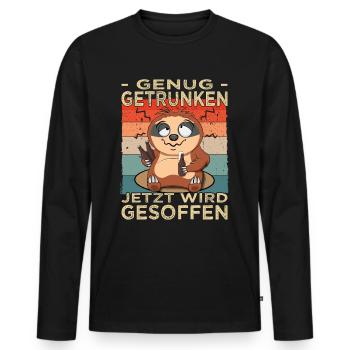 Genug getrunken - Saufen - Biertrinker - Männer Premium Bio Langarmshirt - Schwarz - Vorne - Nico (187cm)