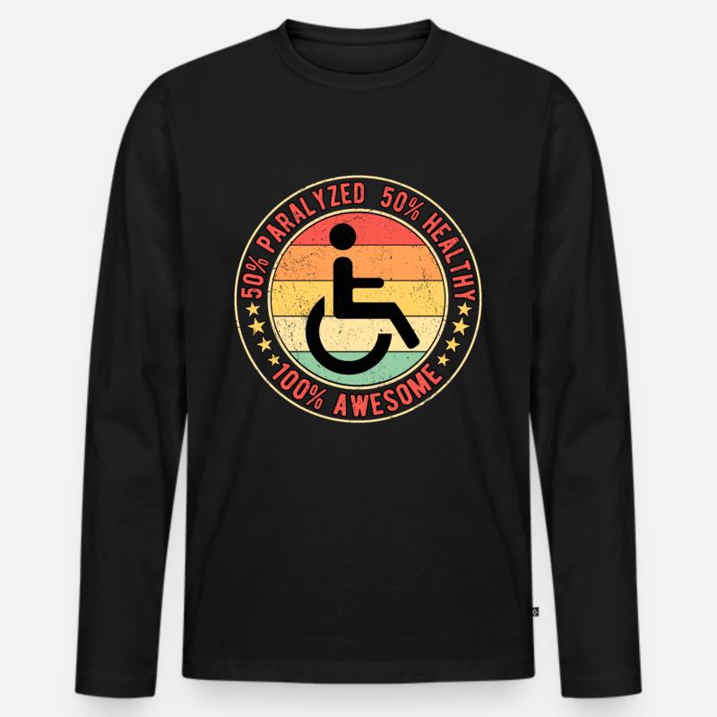 Rollifahrer Rollstuhlfahrer - Männer Premium Bio Langarmshirt - Schwarz