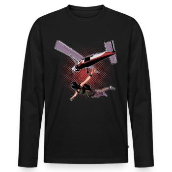 Skydiving Parachutists Parachute - Men's Premium Organic Long Sleeve Shirt - black - Front - Nico (187cm)