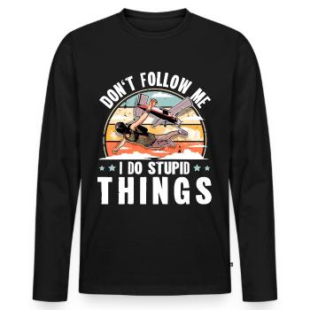 Skydiving Parachuting Parachute - Men's Premium Organic Long Sleeve Shirt - black - Front - Nico (187cm)