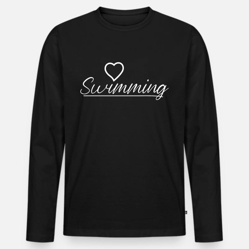 Schwimmer Schwimmen Spruch - Männer Premium Bio Langarmshirt - Schwarz