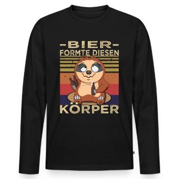 Biertrinker Spruch - Saufen - Männerabend - Männer Premium Bio Langarmshirt - Schwarz - Vorne - Nico (187cm)