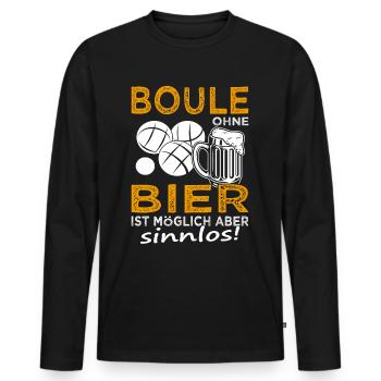 Boules sans bière - Joueur de boules - Boccia - T-shirt manches longues Premium bio Homme - noir - Devant - Nico (187cm)
