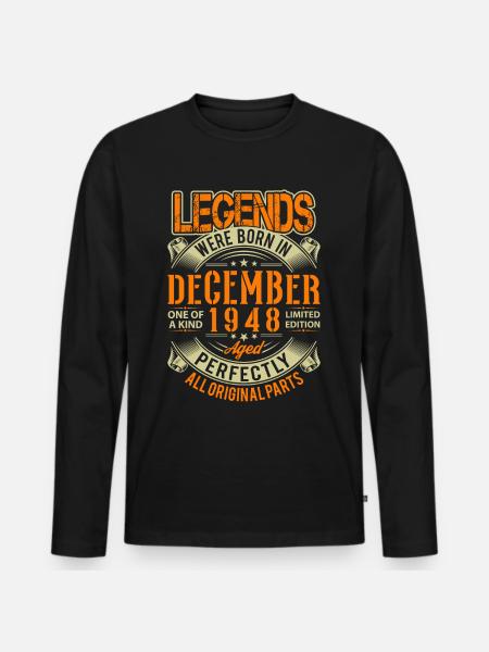 1948 Dezember Geburtstag Legende - Männer Premium Bio Langarmshirt - Schwarz